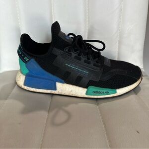 Size 9- Adidas NMD_R1 V2 Black Cyan